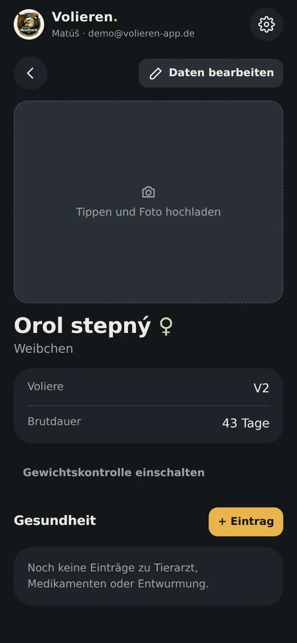 Karte eines Vogels